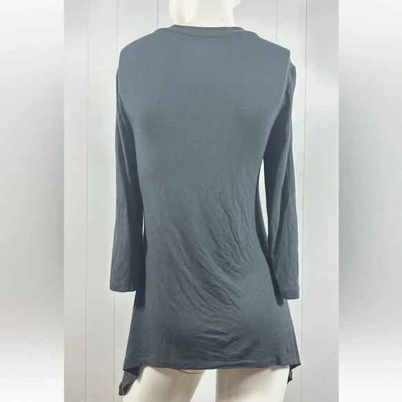 LOGO Lori Goldstein Green Tunic Top Sz XXS 3/4 Sleeve Pockets Flowy Blou… - Picture 5 of 7